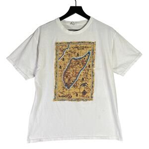 Yazbek‎ Mexico Souvenir T-Shirt Map Graphic Tee Large White Cotton